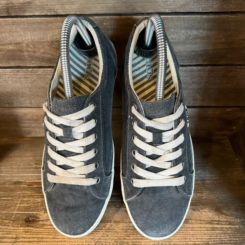 Womens Taos Star Dark Gray Comfort Canvas‎ Lace Up Comfort Sneakers Size 8 M GUC